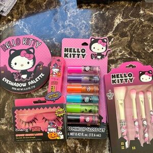 5 item bundle Hello Kitty Pink and Black Makeup Gift Set